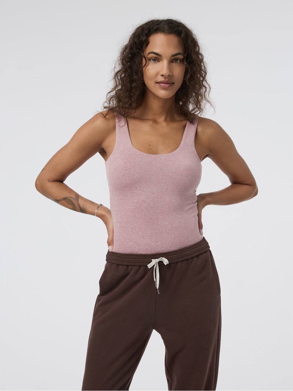Vuori Halo Ribbed Scoop Neck Tank Bodysuit M